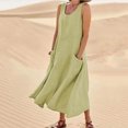 thumbnail image 2 of Abcnature Womens Maxi Dress, Women Solid Sleeveless Cotton Linen Long Dress, Plus Size Summer Casual Long Dresses, Wedding Guest Dresses Beach Party Dress Green S, 2 of 4