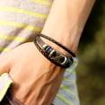 thumbnail image 2 of kusrkot Fashion Braided Leather Bracelet Bangles Braided Cuff Bracelets Multi Layer Rope Brown, 2 of 9