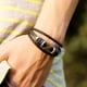 thumbnail image 2 of Pulsera de cuero trenzado con cuentas y cierre de aleación de múltiples capas Marrón, 2 of 9