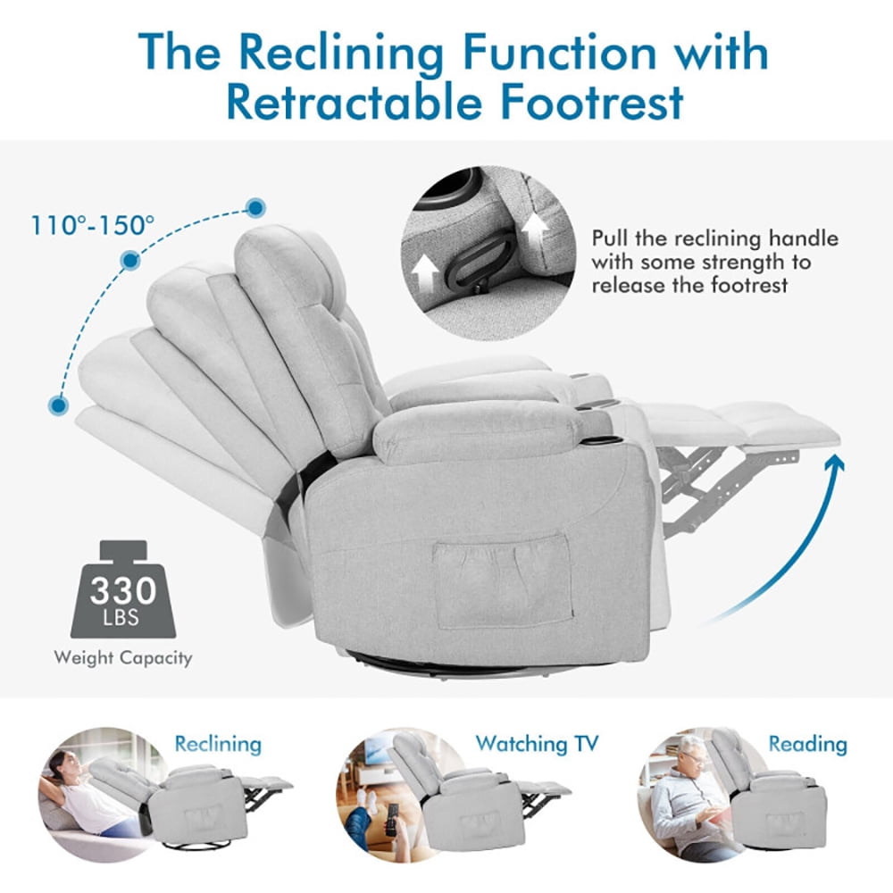 Finihen Massage Recliner Chair, Massage Rocking Recliner Chair with Heat and Vibration, for Living Room, Bedroom, Gray Finihen Massage Recliner Chair, Massage Rocking Recliner Chair with Heat and Vibration, for Living Room, Bedroom, Gray