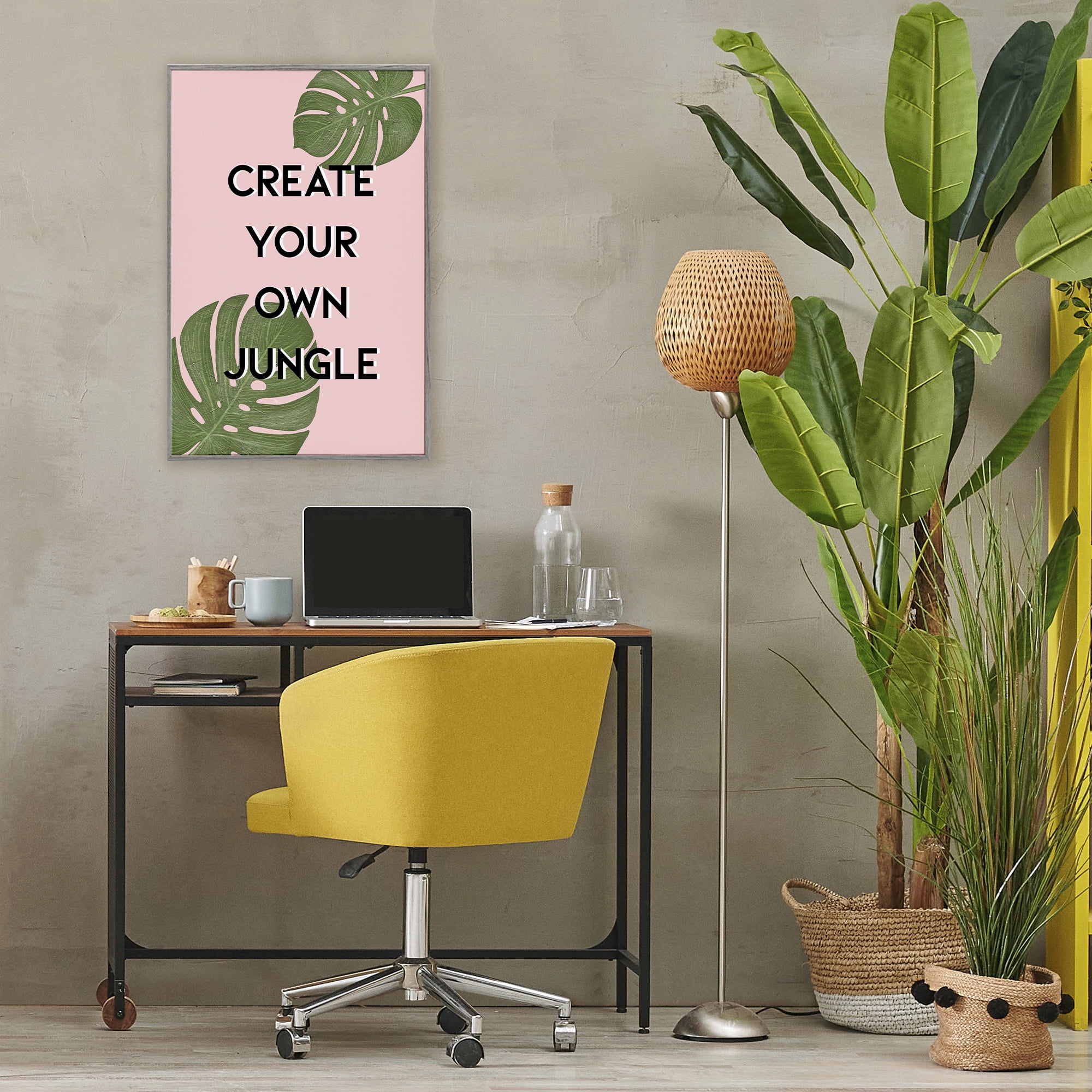 Stupell Industries Create Your Own Jungle Gray Framed Giclee Art, design by Martina Pavlova