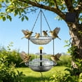 thumbnail image 1 of Colgante comedero para pájaros con energía solar y fuente de agua para baño de aves, decoración exterior para jardín, patio y traspatio, adorno 3 en 1 para alimentar, beber y bañar aves., 1 of 6