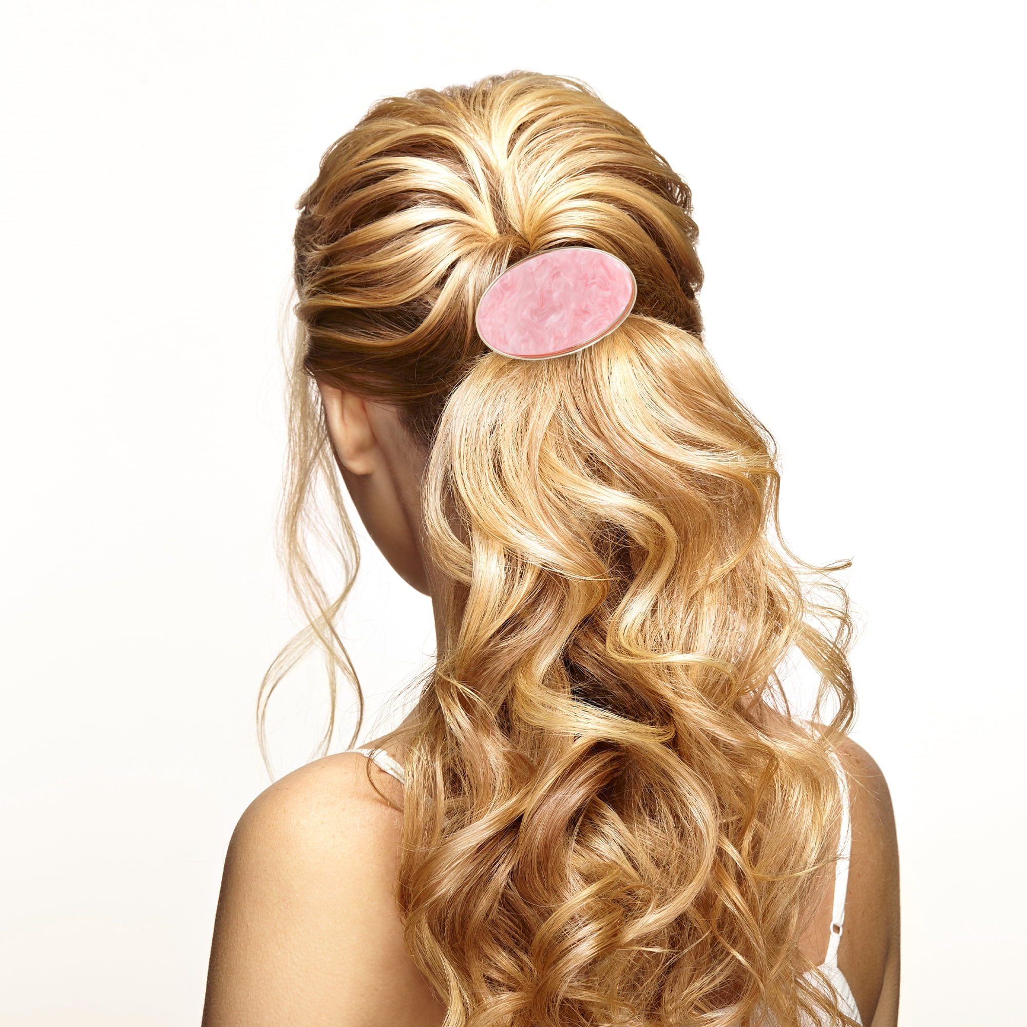 Unique Bargains Stylish Oval Ponytail Buckle Hair Clip for Women 1 Pc Pink