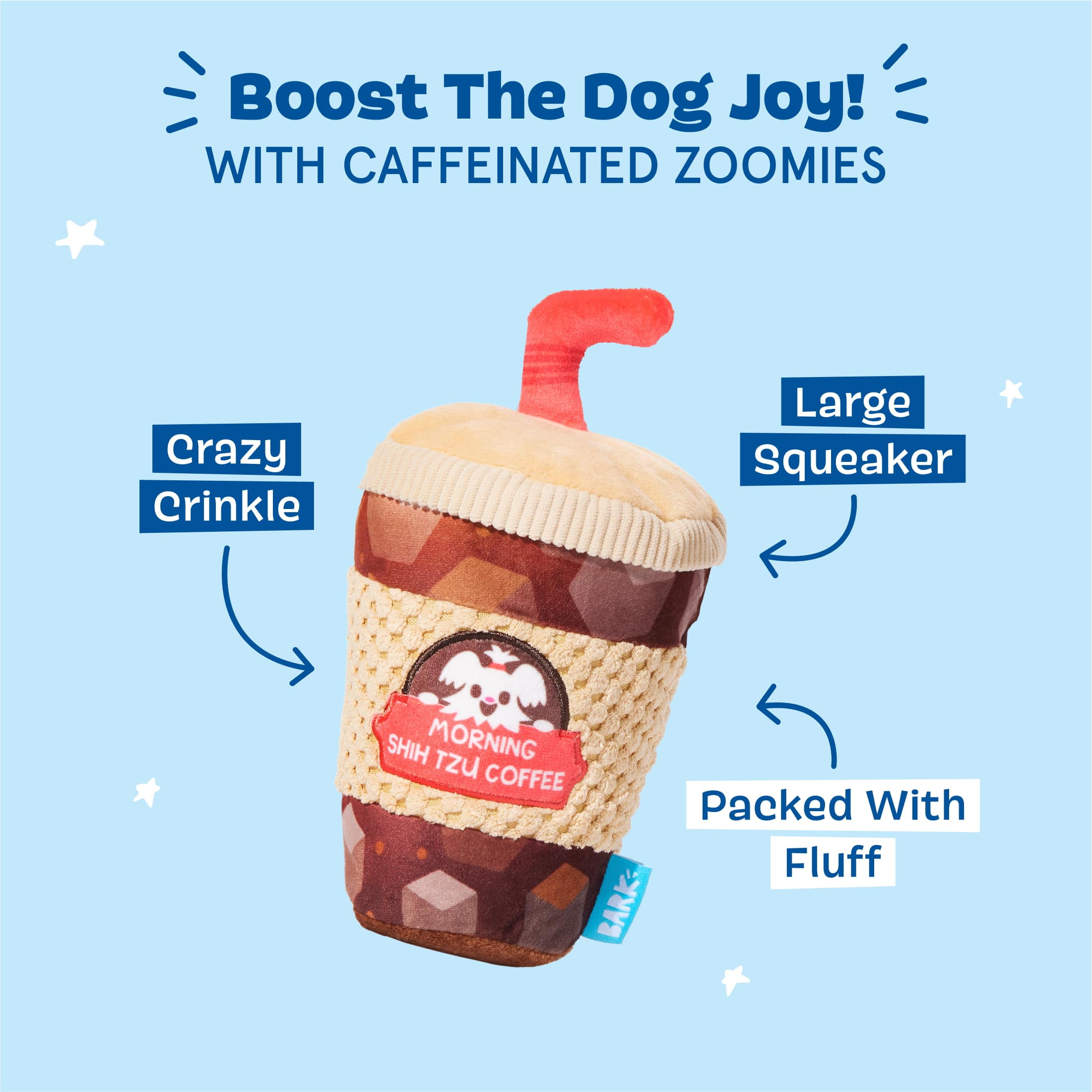 BARK Cold Chew Coffee Plush Dog Toy, All Dog Sizes