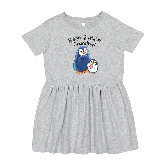 Inktastic Happy Birthday, Grandpa Cute Penguins Girls Toddler Dress