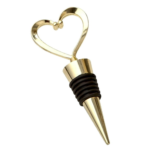 FASHIONCRAFT Heart Wine Bottle Stopper, Decorative Beverage Cork Topper Saver, Metal with Rubber Plug, Gold Love Design Heart Shape - for Wedding Favors, Bridal Shower, Party Gifts (48 Pack)