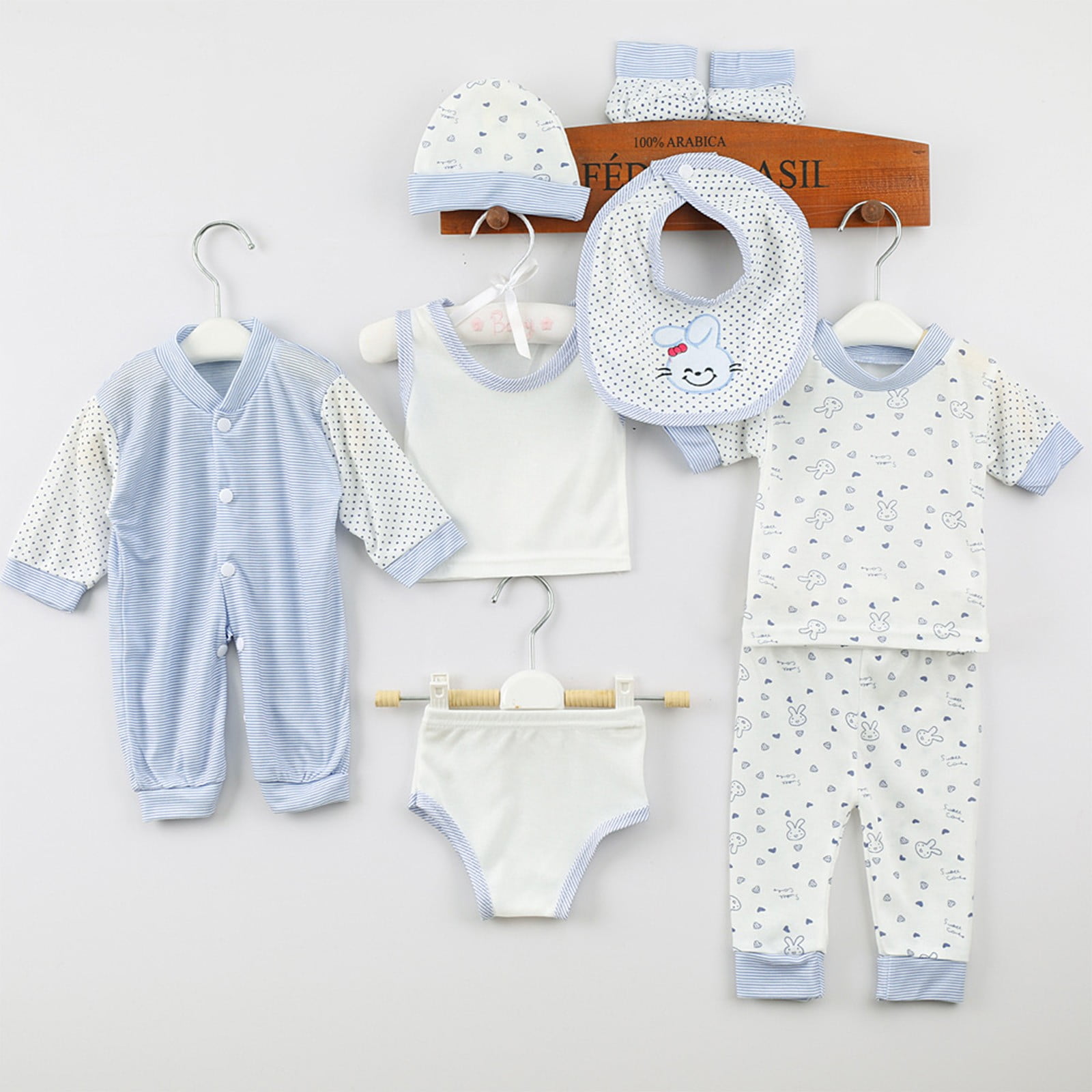 Ketyyh-chn99 0-3 Months Baby Girl Clothes 8Pcs Baby Clothing Set Layette Shower Girls Boys Unisex Grow Comfort Soft Clothes Cartoon Outfits Gift Blue,0-3 Months