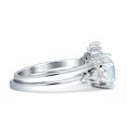 thumbnail image 5 of Two Piece Round Vintage Style Ring White Opal White Tone 925 Sterling Silver, Size 6, 5 of 7