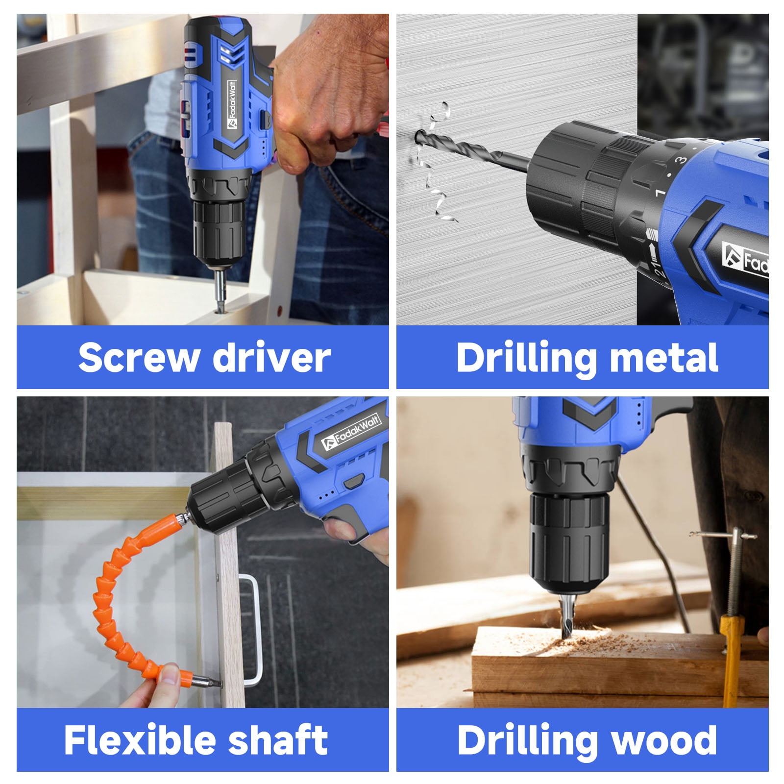 20V MAX Cordless Drill Set with Battery & Charger, 280 in-lbs Power Drill Kit, 2-Speed (0-1400 RPM), 21+1 Torque, 3/8" Keyless Chuck, 30pc Drill/Driver Bits, LED Light for Wood/Metal/Concrete