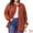 Orange, variant on DARING DIVA Plus Size Waffle Knit Shirt Long Sleeve Button Down Jacket 1X Brown