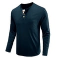 thumbnail image 5 of JUNWELL Men Henley Long Sleeve Basic Solid Tee Shirt Pure Color Blouse Top, 5 of 5