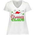 thumbnail image 3 of Inktastic Granny Claus with Christmas Santa Hat and Snowflakes Women's Plus Size V-Neck T-Shirt, 3 of 5