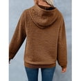 thumbnail image 6 of ManxiVoo Women's Casual Long Sleeve Hooded Sweatshirt Solid Color Pullover with Pockets Relaxed Fit Top XL Size Brown, 6 of 7