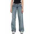 thumbnail image 2 of Women Baggy Jeans Mid-Low Waist Boyfriend Streetwear Vintage Jeans Wide Leg Denim Pants 12176 Light Blue L, 2 of 8