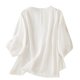 thumbnail image 4 of Fiudx Ofertas Flash Del Día Solo En Línea Casual Mujer Cuello Redondo Verano Color Sólido Retro Regular Mujer Manga Larga, 4 of 4