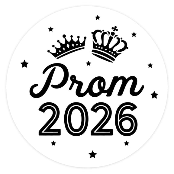 Koyal Wholesale Prom Night Round Stickers White, 2" Envelope Seal Prom Labels 2025, 40 Pack