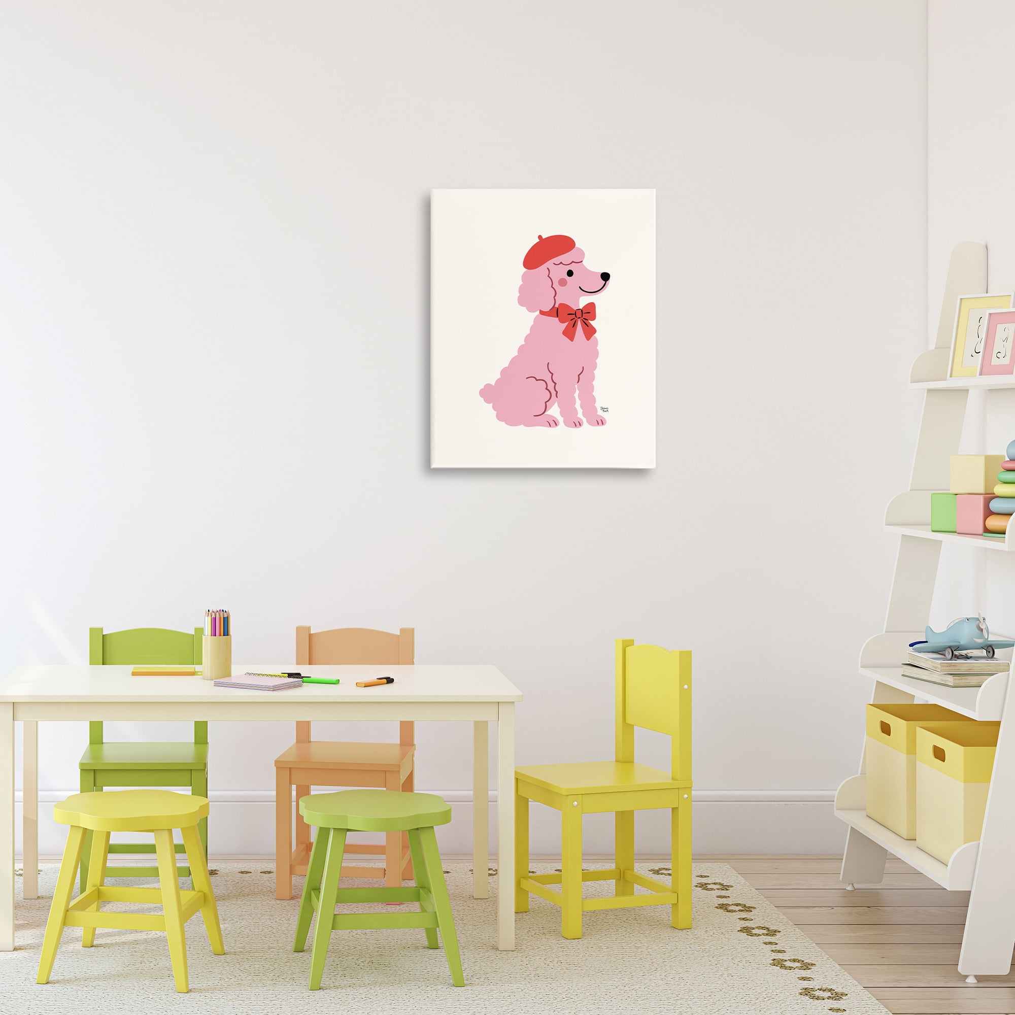 French Poodle in Beret Canvas Wall Art, design by Jessica Beck