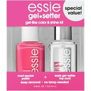 Essie Gel Setter Longwear & Shine Color Kit, Mod Sqaure,Hot Pink Nail Polish + Top Coat, Gifts For Women And Men, 0.46Oz Each