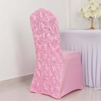 Efavormart 30 PCS Pink Satin Rosette Spandex Stretch Banquet Chair Cover, Fitted Chair Cover