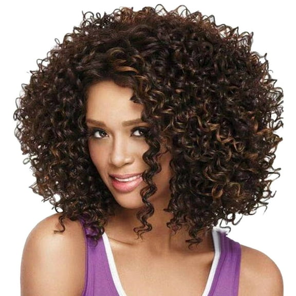 African Black Short Curly Human Hair Wig With Side Part For Women Natural Looking Daily Wear
