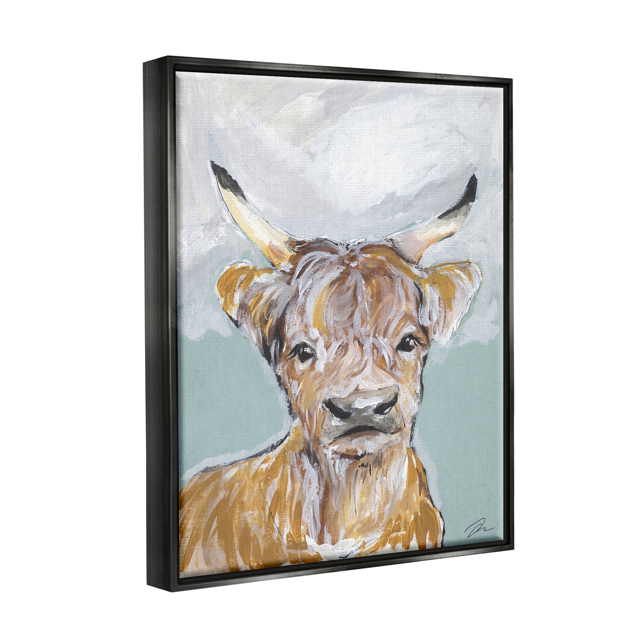 Stupell Industries Rural Farm Cattle Brushed Painting Painting Jet Black Floating Framed Canvas Print Wall Art, Design by Jessica Mingo