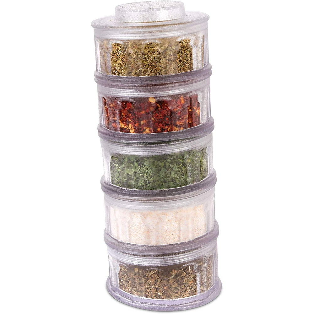 Perfect Life Ideas Refillable 5Pcs Plastic Spice Containers Seasoning
