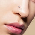 thumbnail image 2 of 20GA & 18GA Prong Set Square Diamond CZ Solid Grade 23 Titanium L Bend Stud Nose Ring, 2 of 7