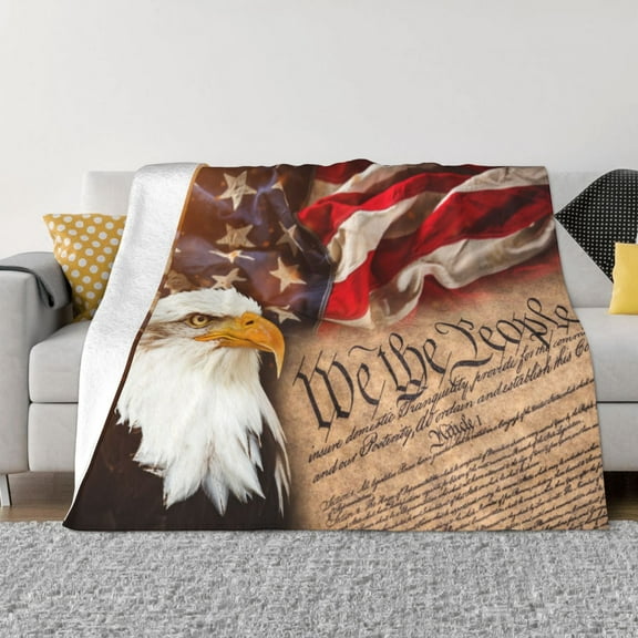 1776 We The People American Eagle Blanket Soft and Warm Cozy Flannel Lightweight Throw Blanket for Couch Sofa Bed 50x40