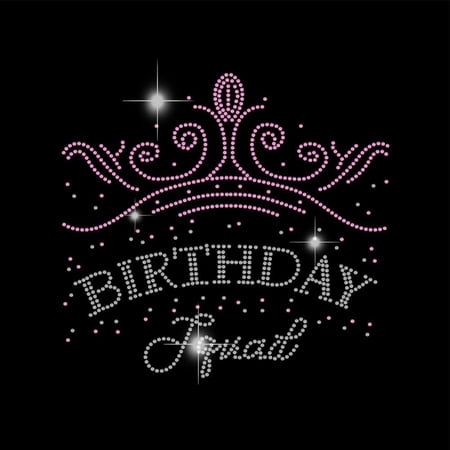 DIY Birthday Squad Iron on Rhinestones Transfer T-Shirt Crystal Heat Transfer Designs Crown Iron on Rhinestone Transfer Birthday DIY Decals for Girls Clothing Tote Bag DIY Art Craft Gifts DIY