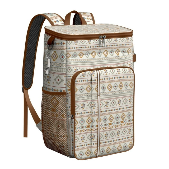 Sac à Dos Glacière Style Nordique Boho - Sac Isolé Étanche 20 L, Design Bohème pour la Plage