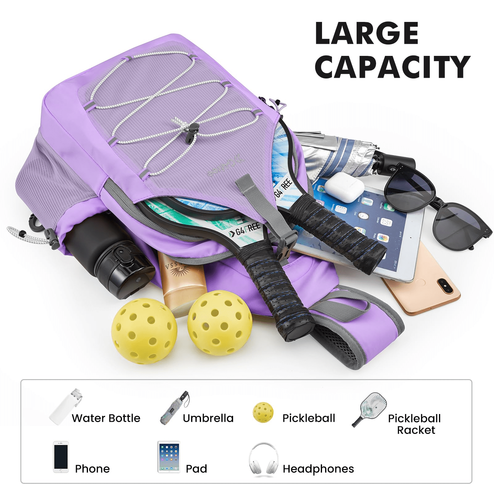 G4Free Pickleball Sling Bag for Women - Lightweight Crossbody Sports Bag