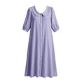 thumbnail image 6 of NTACZA Dresses for Women 2026 Shirt Dress Slit Maxi 3/4 Sleeve Collared Casual Vacation Button Down Striped Beach Blue M, 6 of 6