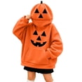 thumbnail image 5 of YUANxueke Boys Girls Pumpkin Design Sweatshirt with Zipper Hood Oversized Drop Shoulder Loose Fit Tops with Pocket,Orange18,9 Years, 5 of 6