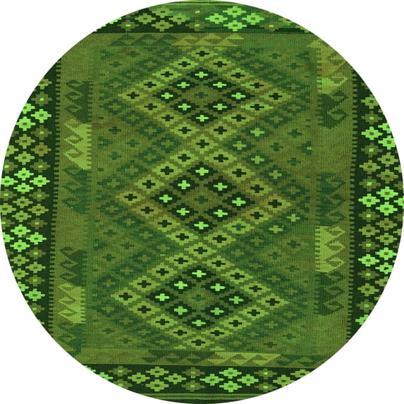 Ahgly Company Indoor Round Southwestern Green Country Area Rugs, 5' Round