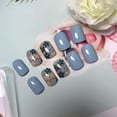 thumbnail image 4 of Press on Nails Blruyci, diseño de flores cuadradas cortas, 24 unidades, 4 of 7