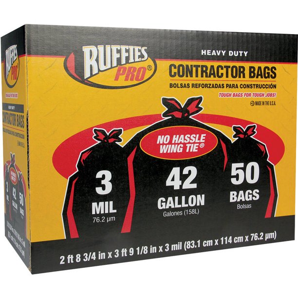 Ruffies Pro 42 Gallon Heavy Duty Contractor Bags 50 Count