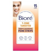 Biore T-Zone Targeted Deep Cleansing Blackhead Remover Pore Strips, 5 Nose + 5 Face + 5 Chin Strips, 15 Ct