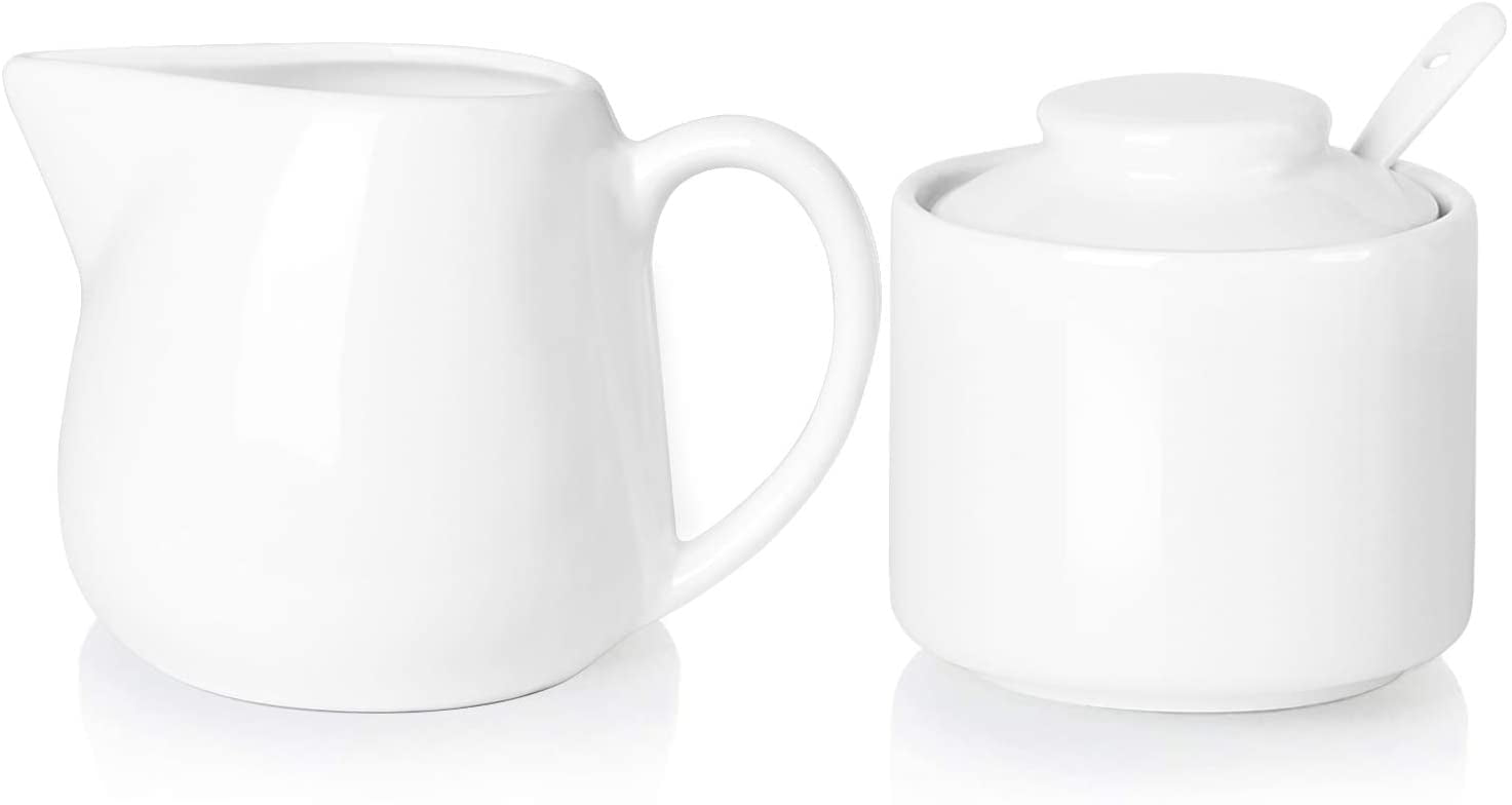 Ceramics Sugar and Creamer,Cream Pitcher,Sugar Bowl with Spoon and Lid