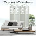 thumbnail image 2 of 4 Panel Room Divider 5.6FT Wood Carved Room Divider Folding Privacy Screen with Double Hinges, Free Assembled Portable Partition Screen Divider for Room Separation Home Office - Retro White, 2 of 16