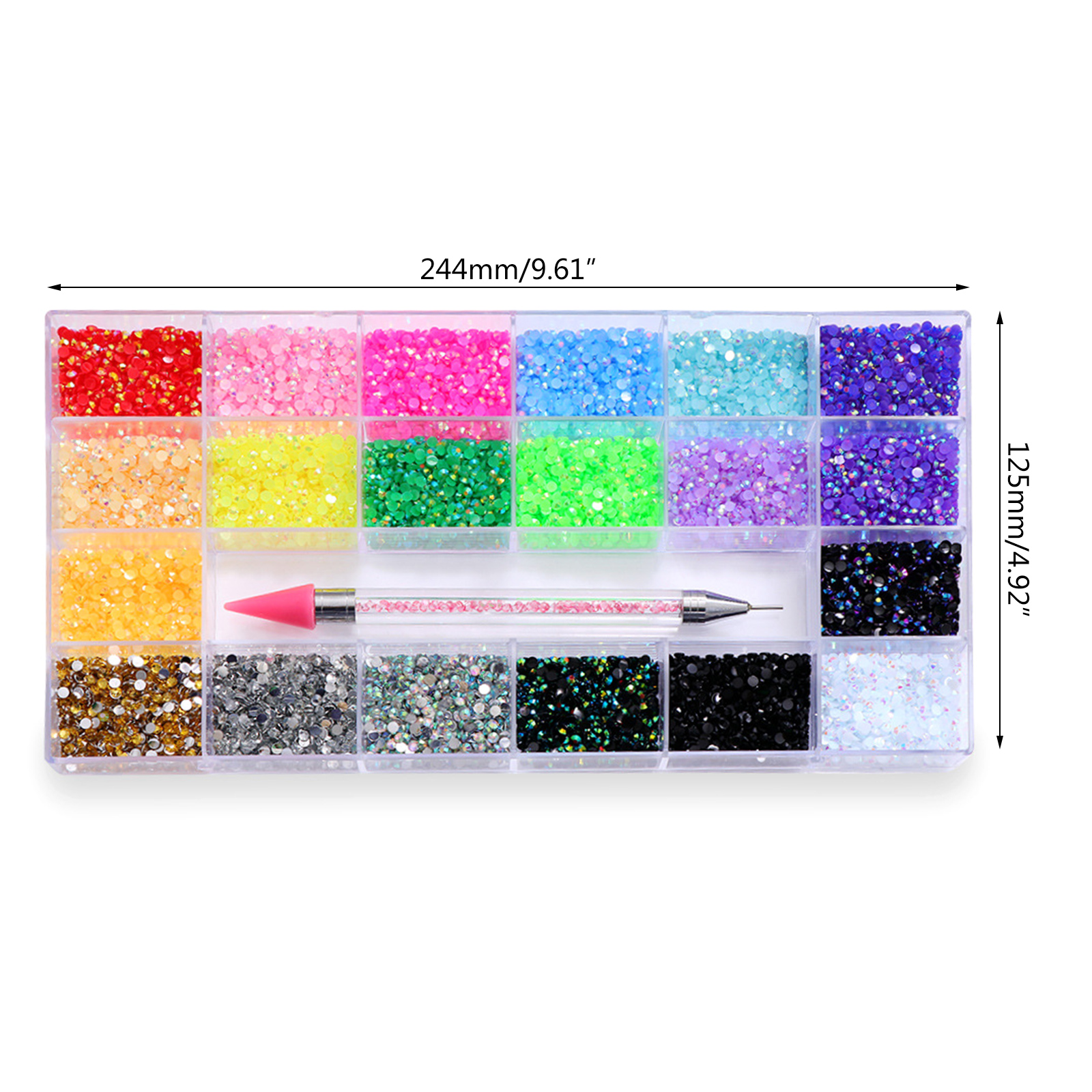 ROZYARD 20000pcs/Box 3mm AB Clear Resin Rhinestones Nail Art Crystal Kit With Glue