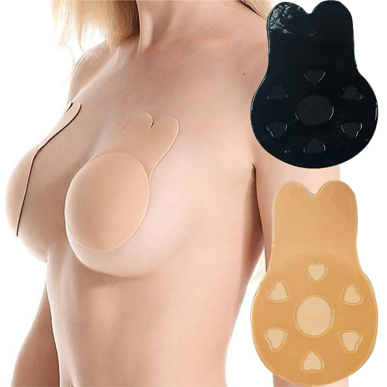 Invisible Sticky Bra, Rabbit Ear Reusable Silicone Bust Reusable Lift up  Covers, Strapless Backless Bra