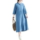 thumbnail image 1 of Vestido camisero de mujer con bolsillos Vestido con botones de manga 3/4 Camisas largas informa Irfora Vestido de mujer, 1 of 7