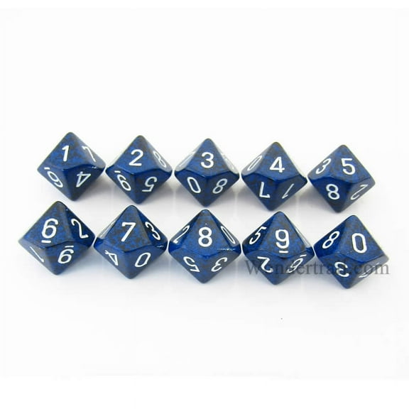 Stealth Elemental Dice with White Numbers D10 16mm (5/8in) Pack of 10 Koplow Games