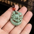 thumbnail image 2 of HOOUN New Burmese Jade Rabbit Pendant Jewelry Green Jadeite Lucky Necklace, 2 of 5