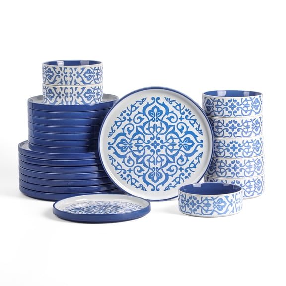 Stone Lain Tropea 24-Piece Dinnerware Set Stoneware, Blue