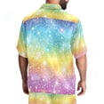 thumbnail image 4 of Hawaiian Shirt for Men, Men's 2 Pieces Shirt Sets, Men Beach Outfits Sets, Rainbow Abstract Lovely Pattern Stars, Men Summer Outfits, 4 of 6