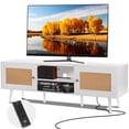 thumbnail image 1 of VEVOR Meuble TV en Rotin pour TV Boho 65 Pouces avec Douille Intégrée Blanc, 1 of 9