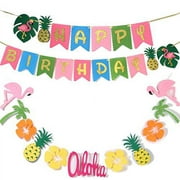 C L COOPER LIFE Hawaiian Party Decoration |Luau Party Supplies| Hawaiian Tropical Banner, Flamingo Garland for Pool Party Supplies,Tropical Party Decoration(set of 2),Birthday Banner for Beach Moana Party decorations
