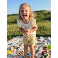thumbnail image 5 of BemeyourBBs Toddler Baby Girl Spring Summer Clothes 2 Pieces Outfits 3D Flower Decor Fly Sleeve Crew Neck Tops Elastic Waist Shorts 2Pcs Clothes Set, 5 of 9