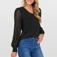 thumbnail image 4 of JGNGSHN Ribbed Knitted Long Sleeve Tops for Women Side Swing Fork Lace Top V Neck Blouse Casual Loose Fashion Shirts, 4 of 5